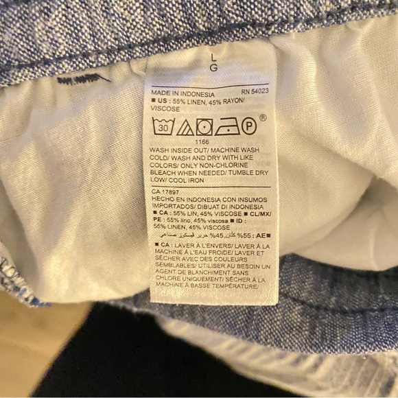 Old Navy-navy blue striped linen pants, size L. - Picture 4 of 5